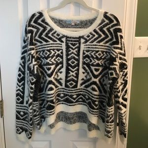 Aztec fuzzy scoop neck sweater